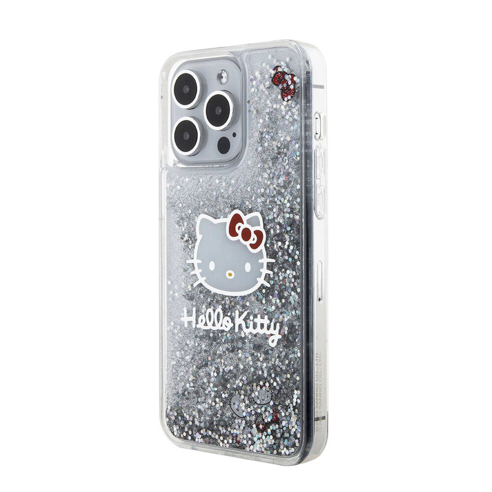 iPhone 15 Pro Max Kılıf Hello Kitty Orjinal Lisanslı İkonik Sıvılı Glitter Kılıf Renksiz