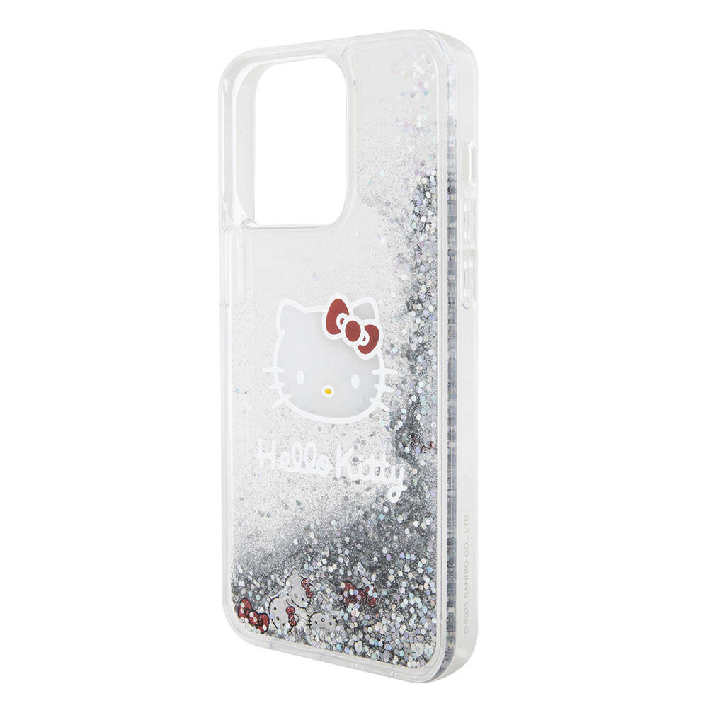 iPhone 15 Pro Max Kılıf Hello Kitty Orjinal Lisanslı İkonik Sıvılı Glitter Kılıf Pembe