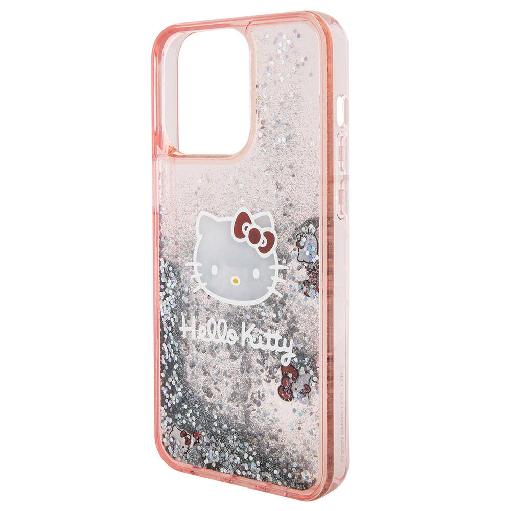 iPhone 15 Pro Max Kılıf Hello Kitty Orjinal Lisanslı İkonik Sıvılı Glitter Kılıf Renksiz