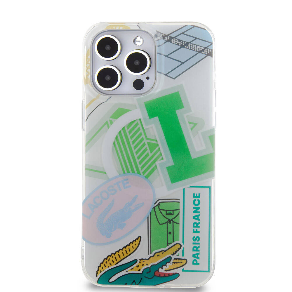 iPhone 15 Pro Max Kılıf Lacoste Orjinal Lisanslı Magsafe Şarj Özellikli Çift Katmanlı Yamalar Desenli Kılıf Yeşil