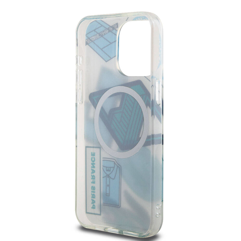 iPhone 15 Pro Max Kılıf Lacoste Orjinal Lisanslı Magsafe Şarj Özellikli Çift Katmanlı Yamalar Desenli Kılıf Turuncu