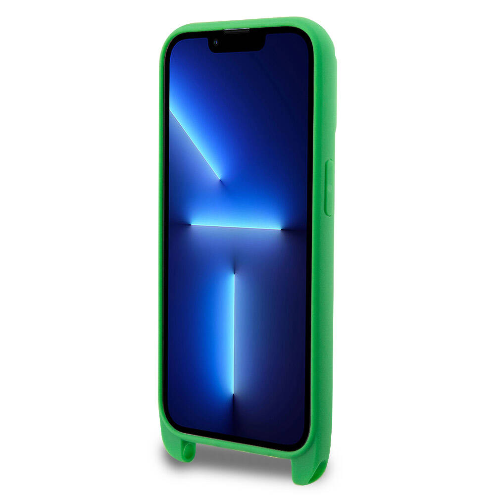 iPhone 15 Pro Max Kılıf Lacoste Orjinal Lisanslı PU Pike Desenli Arka Yüzey Askılı İkonik Timsah Dokuma Logolu Kılıf Kırmızı