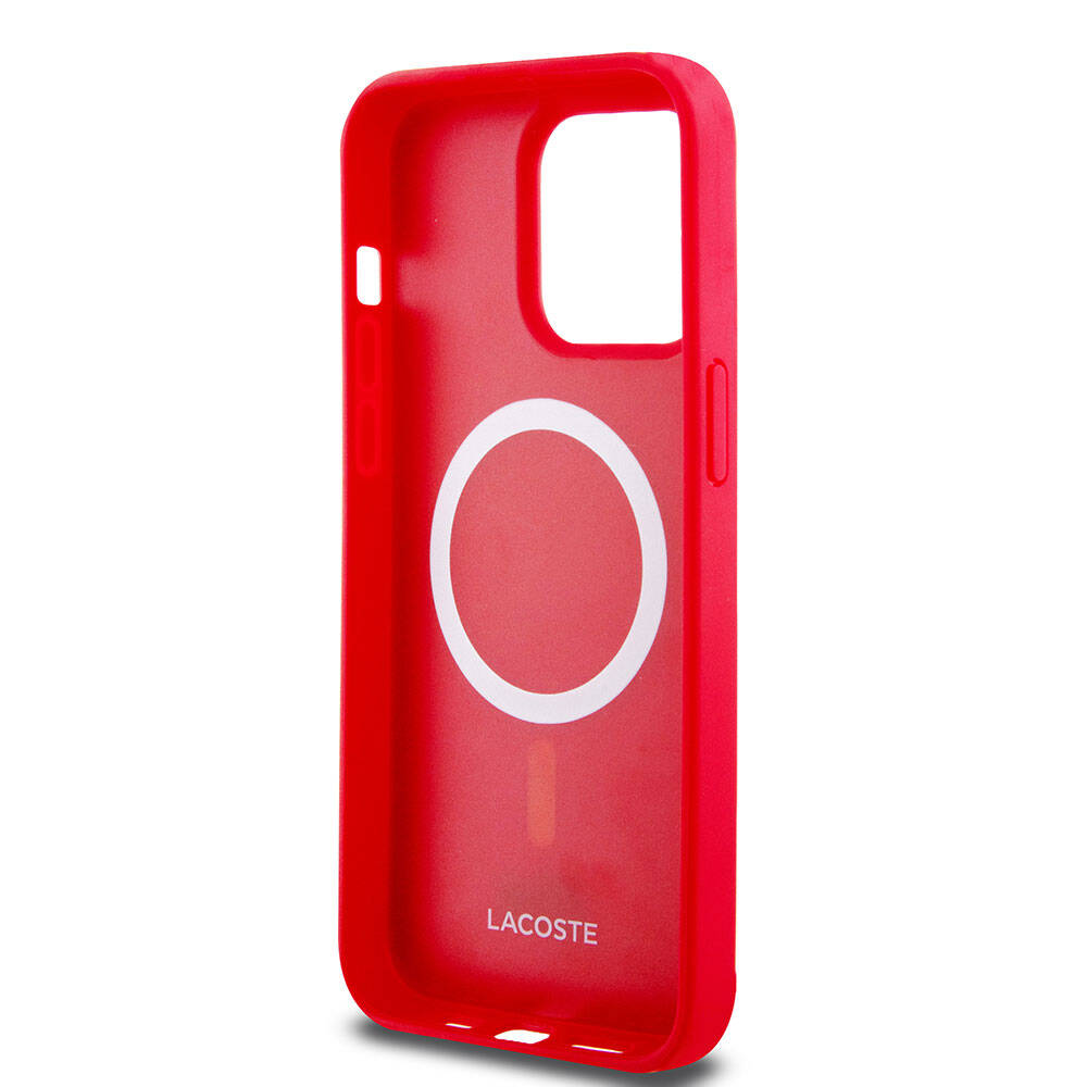 iPhone 15 Pro Max Kılıf Lacoste Orjinal Lisanslı PU Pike Desenli Arka Yüzey İkonik Timsah Dokuma Logolu Kılıf Lacivert