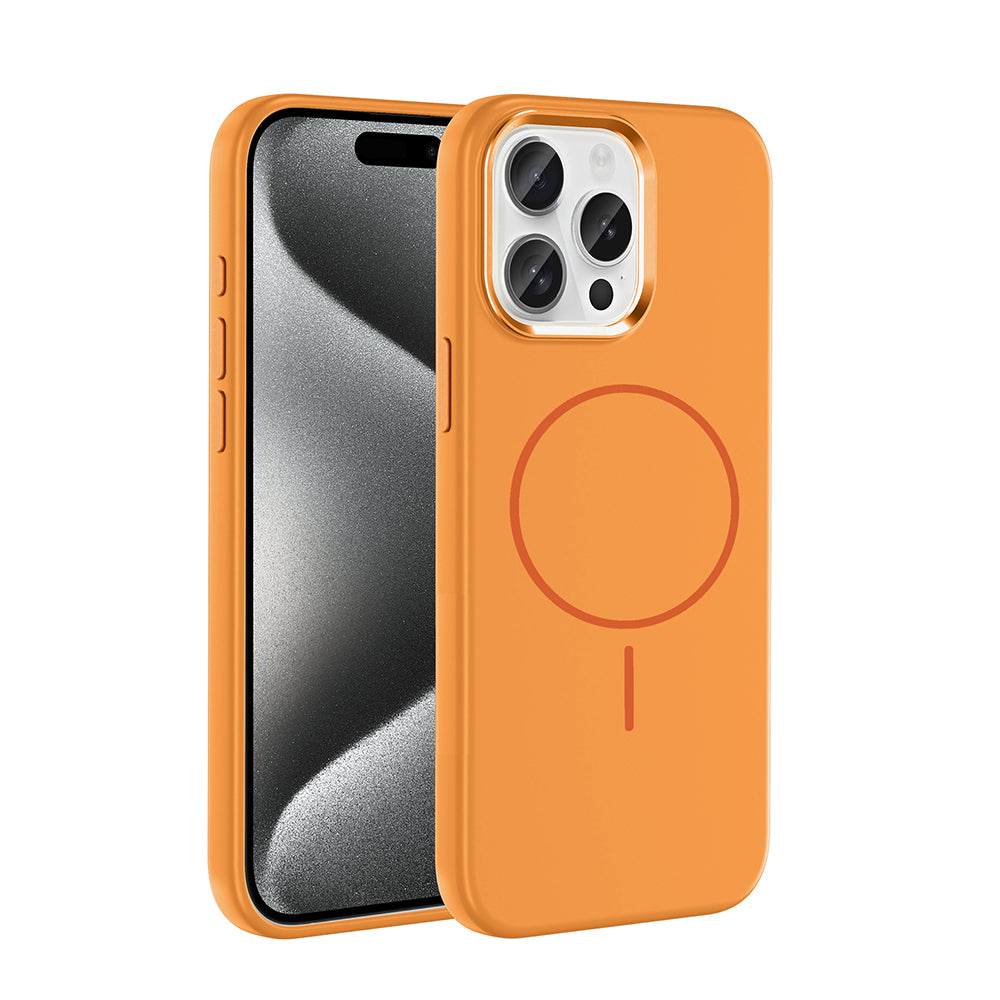 Apple iPhone 15 Pro Max Kılıf M-Safe Şarj Özellikli Metal Kamera Çerçeveli Zore Edi Silikon Kapak