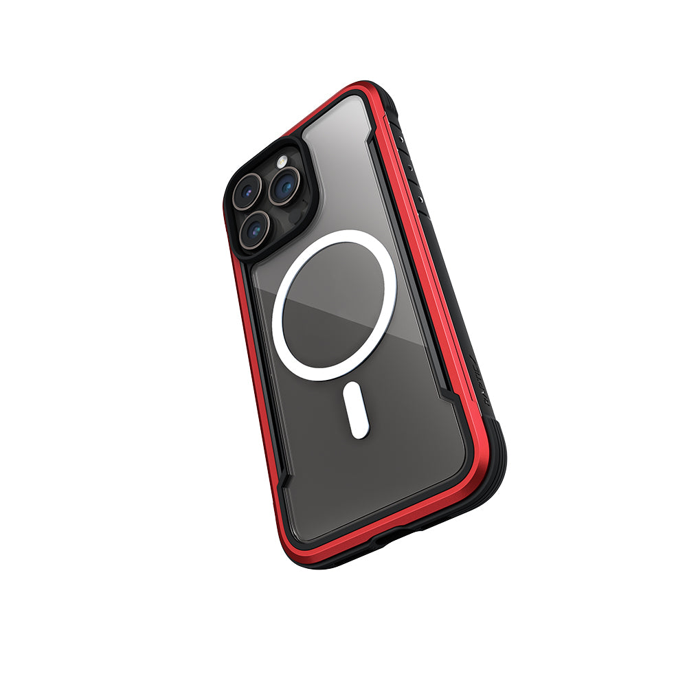 Apple iPhone 15 Pro Max Kılıf M-safe Şarj Özellikli Airbagli Raptic Shield Serisi Şeffaf Arka Yüzey Kapak Kırmızı