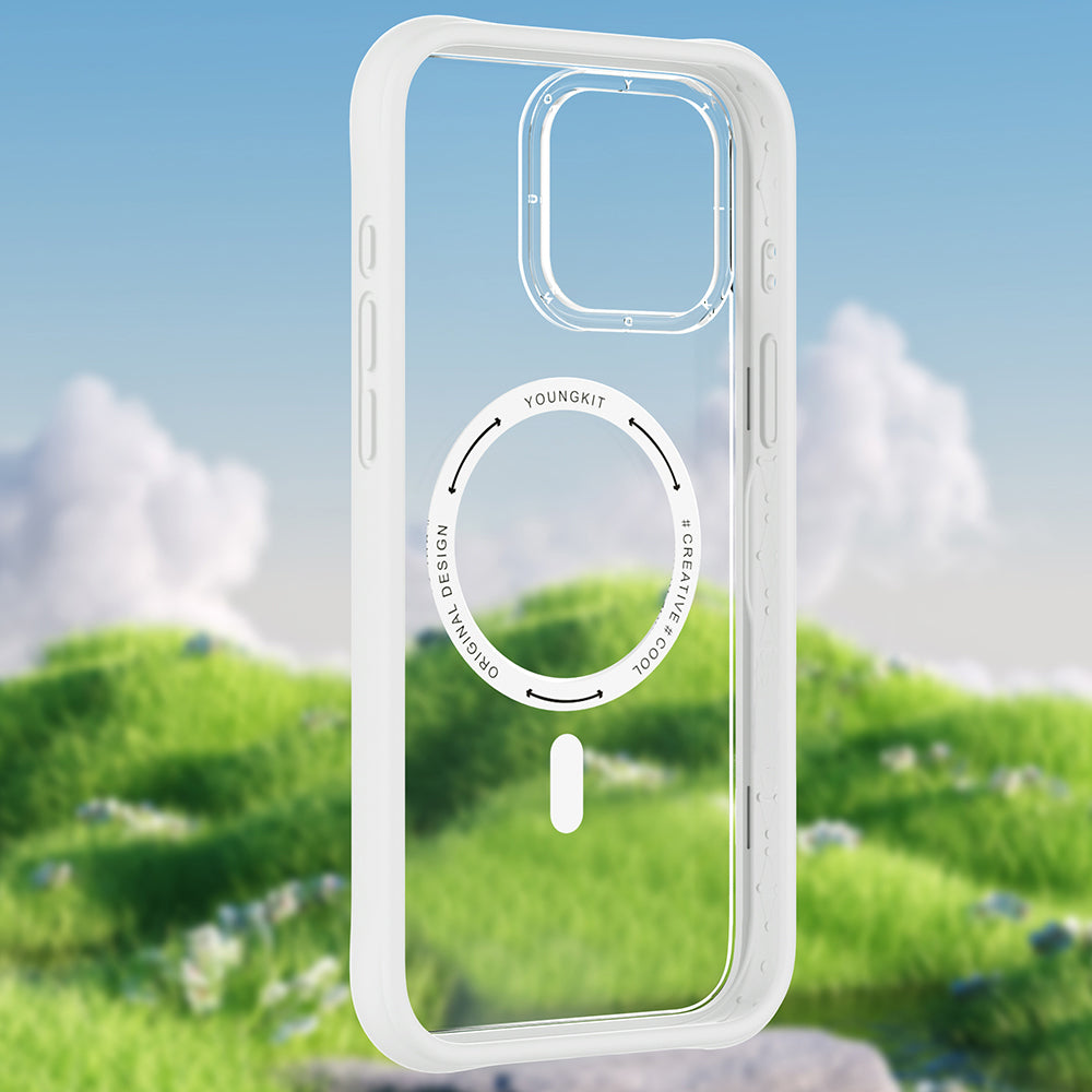 Apple iPhone 15 Pro Max Kılıf M-safe Şarj Özellikli Airbagli Youngkit Dynamic 2 Serisi Kapak Beyaz