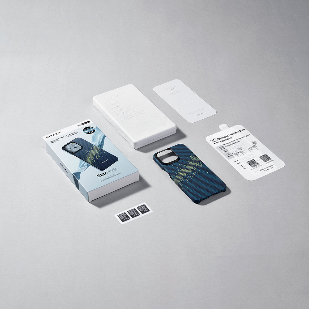 iPhone 15 Pro Max Kılıf Magsafe Şarj Özellikli Aramid Fiber Pitaka Tactile Woven Starpeak Serisi Milky Way Galaxy Kılıf Mavi