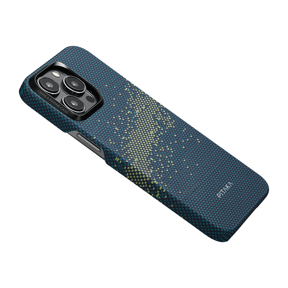 iPhone 15 Pro Max Kılıf Magsafe Şarj Özellikli Aramid Fiber Pitaka Tactile Woven Starpeak Serisi Milky Way Galaxy Kılıf Mavi