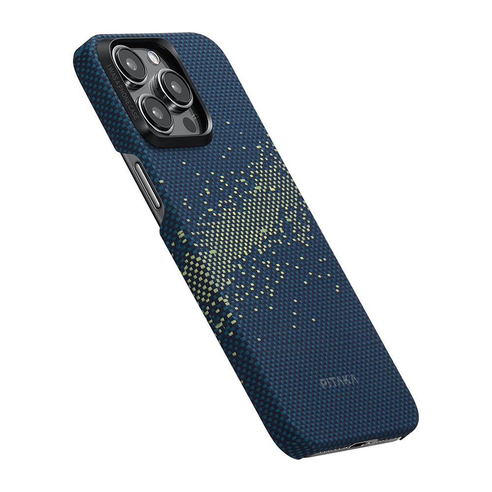 iPhone 15 Pro Max Kılıf Magsafe Şarj Özellikli Aramid Fiber Pitaka Tactile Woven Starpeak Serisi Milky Way Galaxy Kılıf Mavi