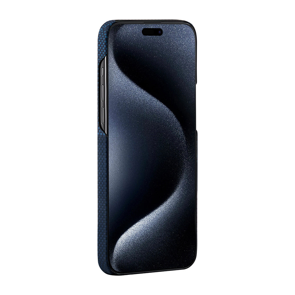 iPhone 15 Pro Max Kılıf Magsafe Şarj Özellikli Aramid Fiber Pitaka Tactile Woven Starpeak Serisi Milky Way Galaxy Kılıf Mavi