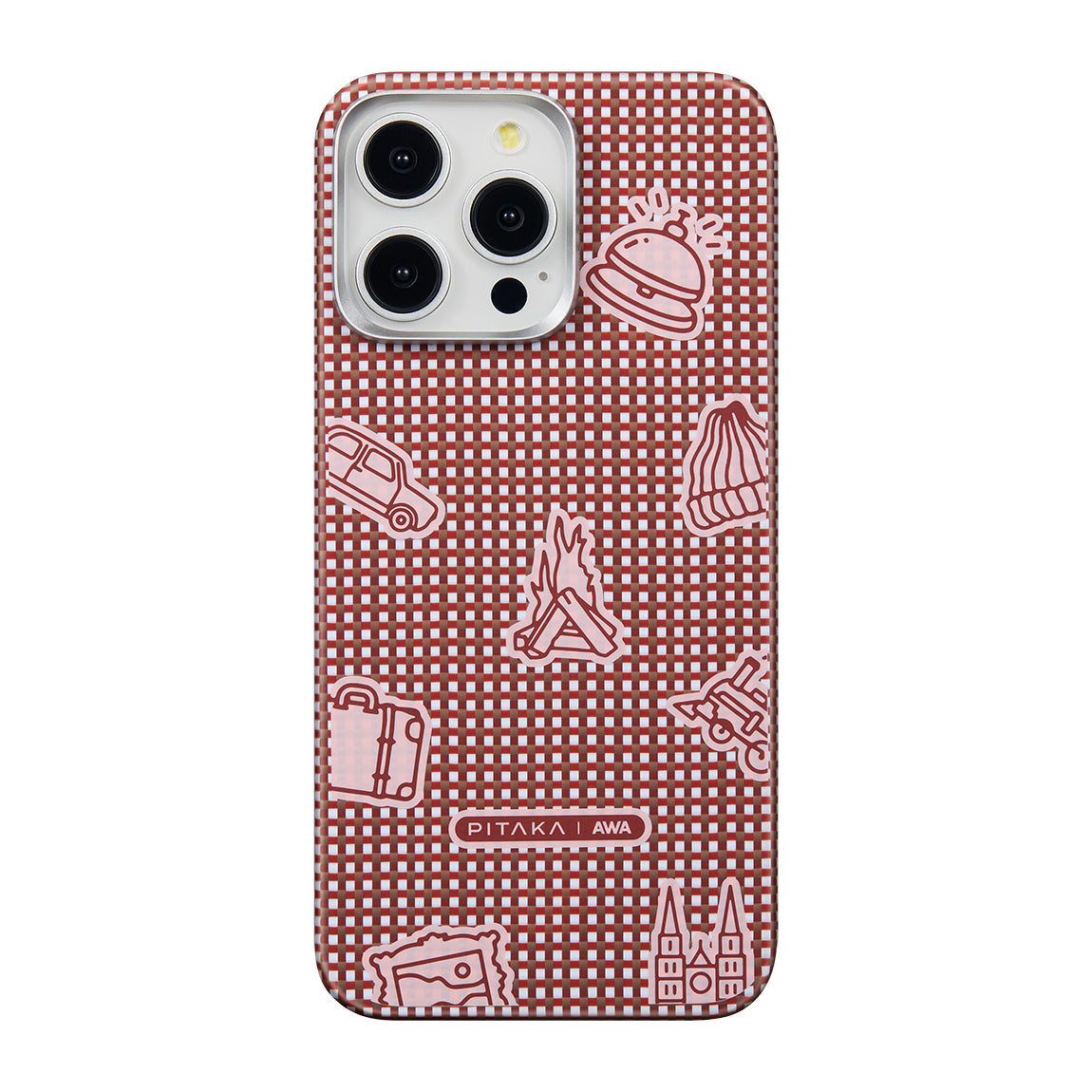 iPhone 15 Pro Max Kılıf Magsafe Şarj Özellikli Awa Tasarımlı 1500D Aramid Fiber Pitaka Ultra-Slim Classic Serisi Bonfire Kılıf Kırmızı