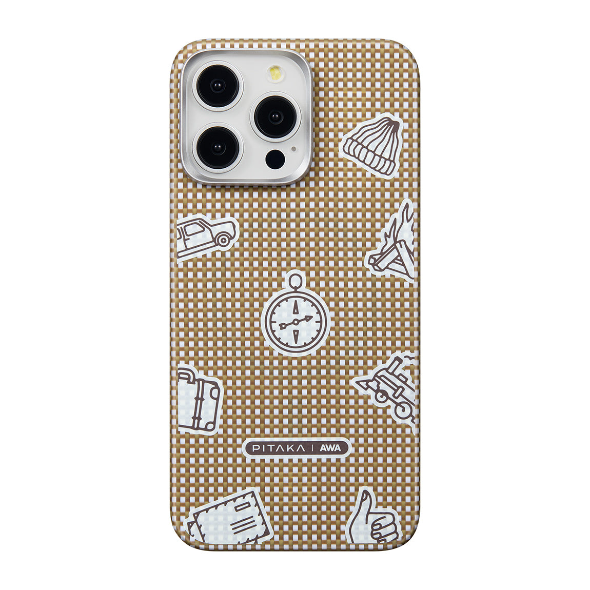 iPhone 15 Pro Max Kılıf Magsafe Şarj Özellikli Awa Tasarımlı 1500D Aramid Fiber Pitaka Ultra-Slim Classic Serisi Canyon Kılıf Sarı