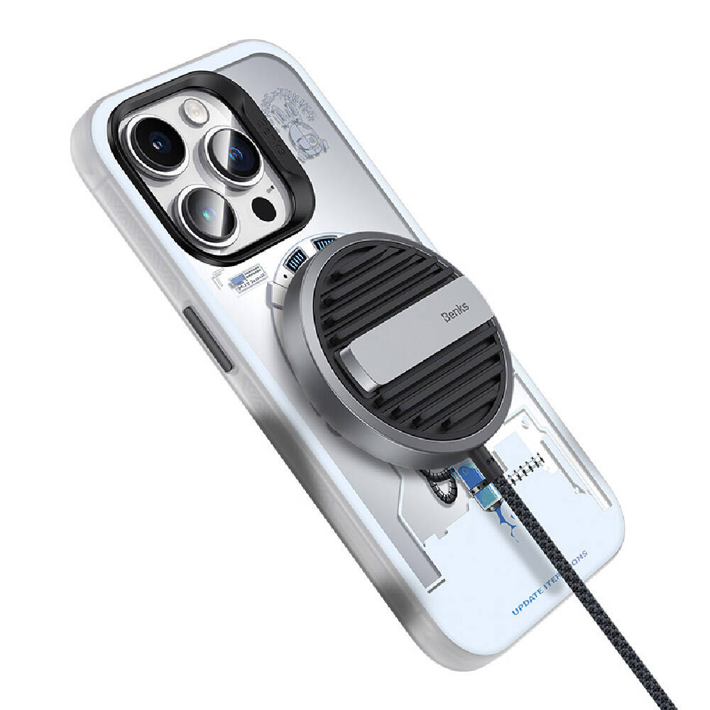 iPhone 15 Pro Max Kılıf Magsafe Şarj Özellikli Benks Bunny Explore Kılıf Beyaz