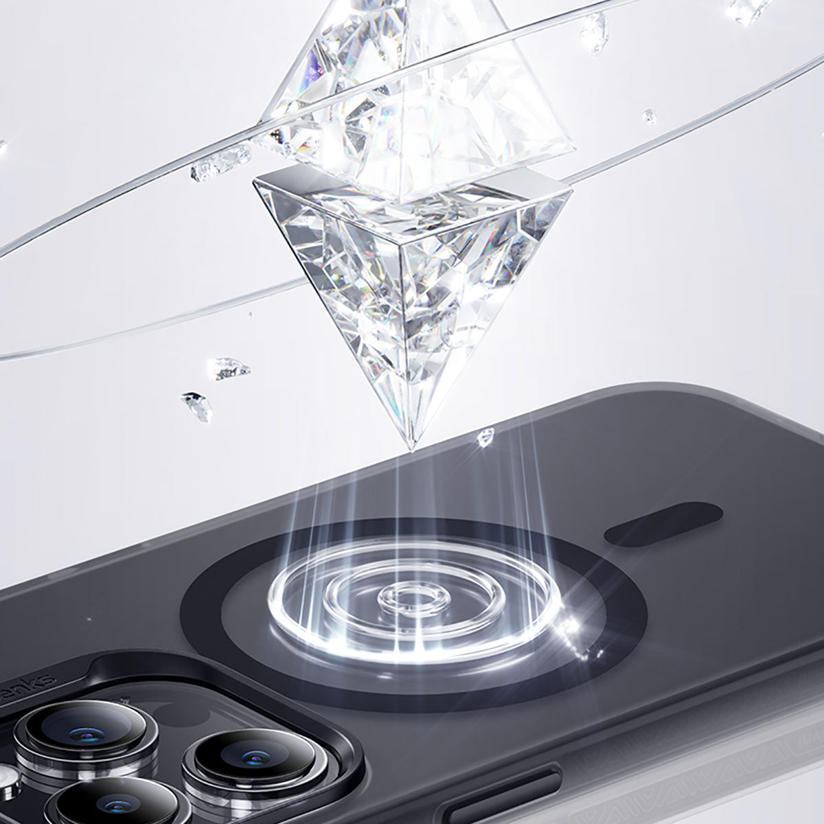 iPhone 15 Pro Max Kılıf Magsafe Şarj Özellikli Benks Lucid Armor Kılıf Beyaz