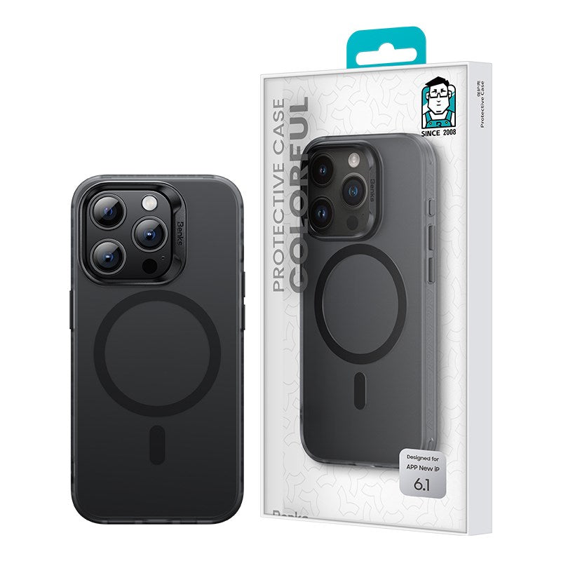 iPhone 15 Pro Max Kılıf Magsafe Şarj Özellikli Benks Lucid Armor Kılıf Siyah