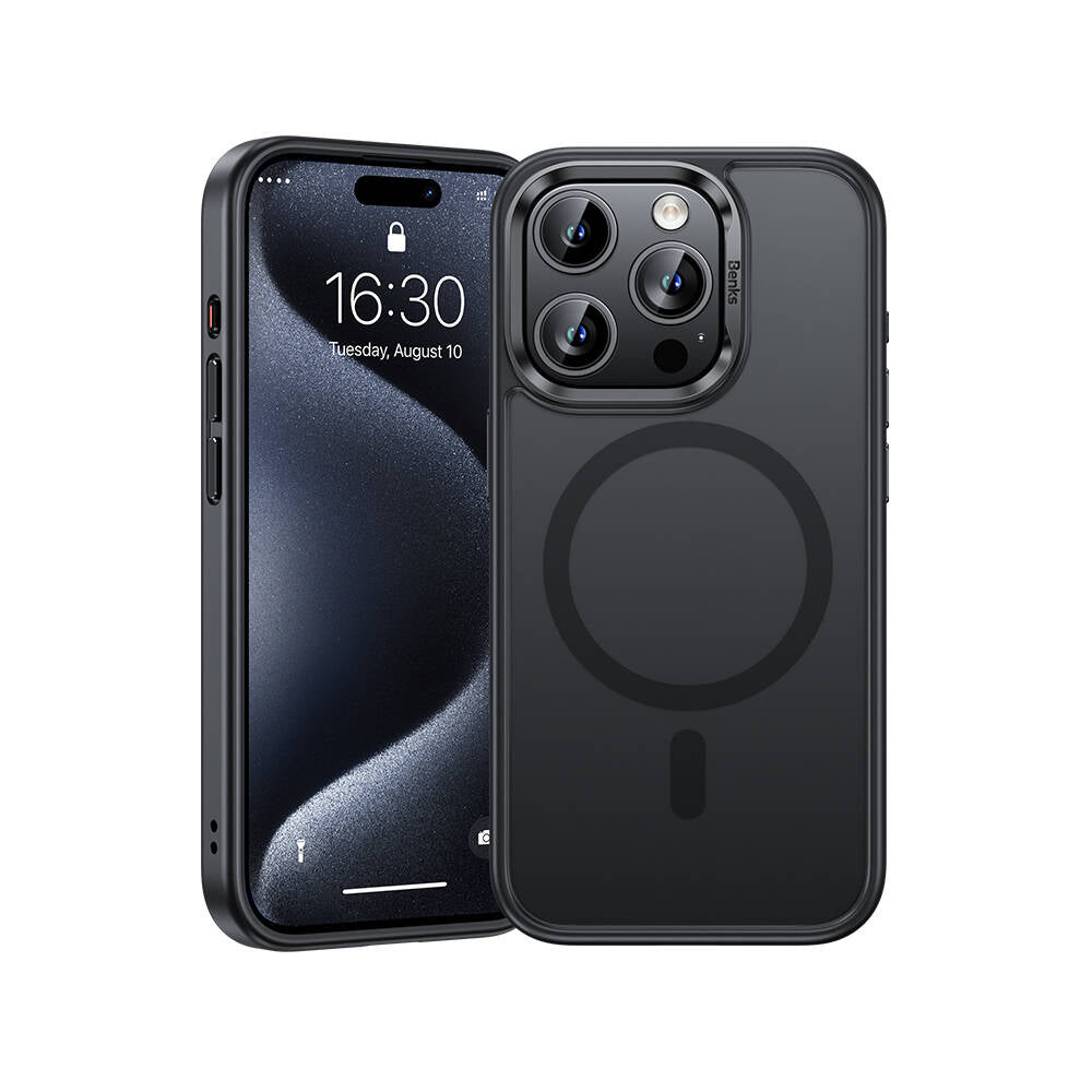 iPhone 15 Pro Max Kılıf Magsafe Şarj Özellikli Benks Mist Protective Kılıf Gri