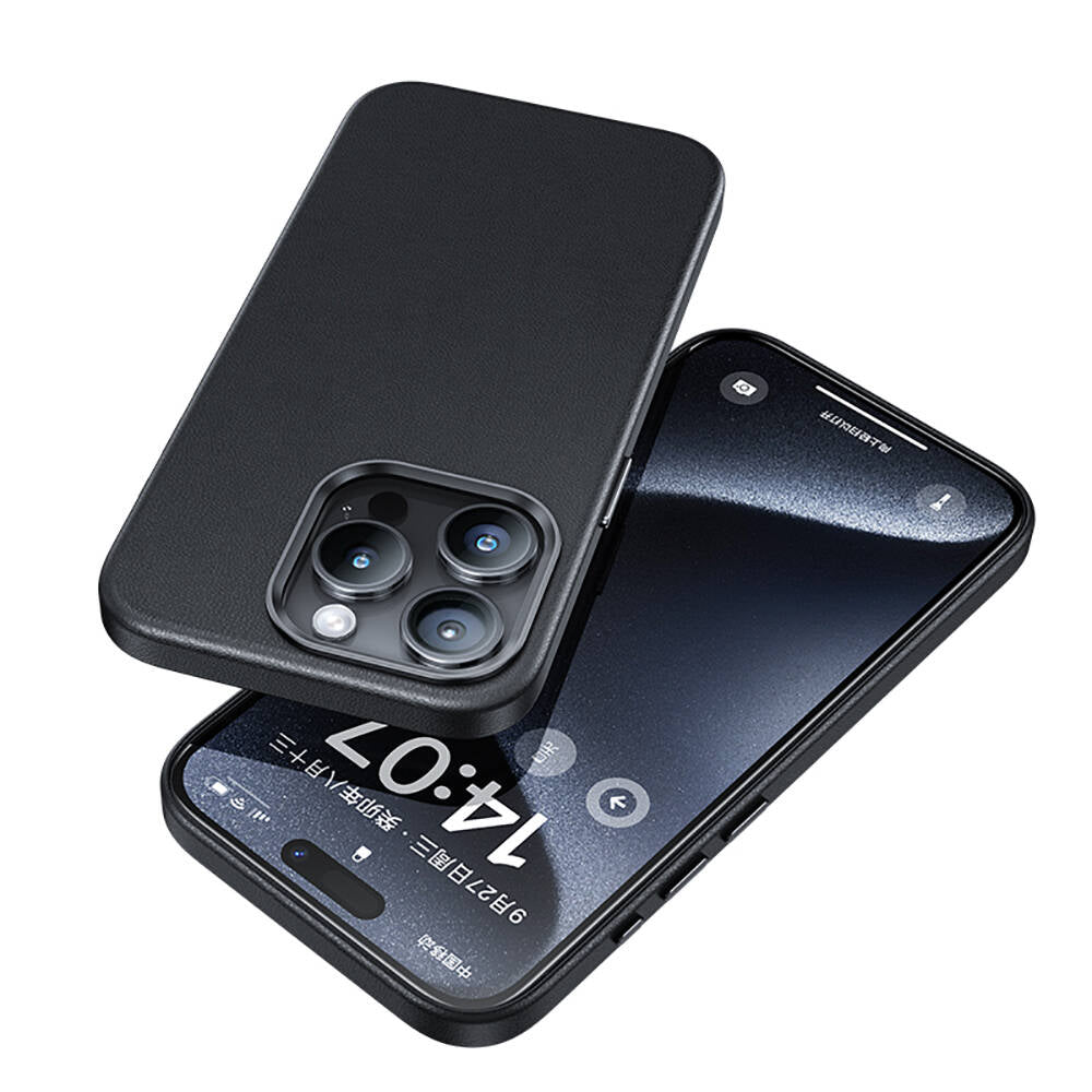 iPhone 15 Pro Max Kılıf Magsafe Şarj Özellikli Benks Vintage Leather Kılıf Siyah