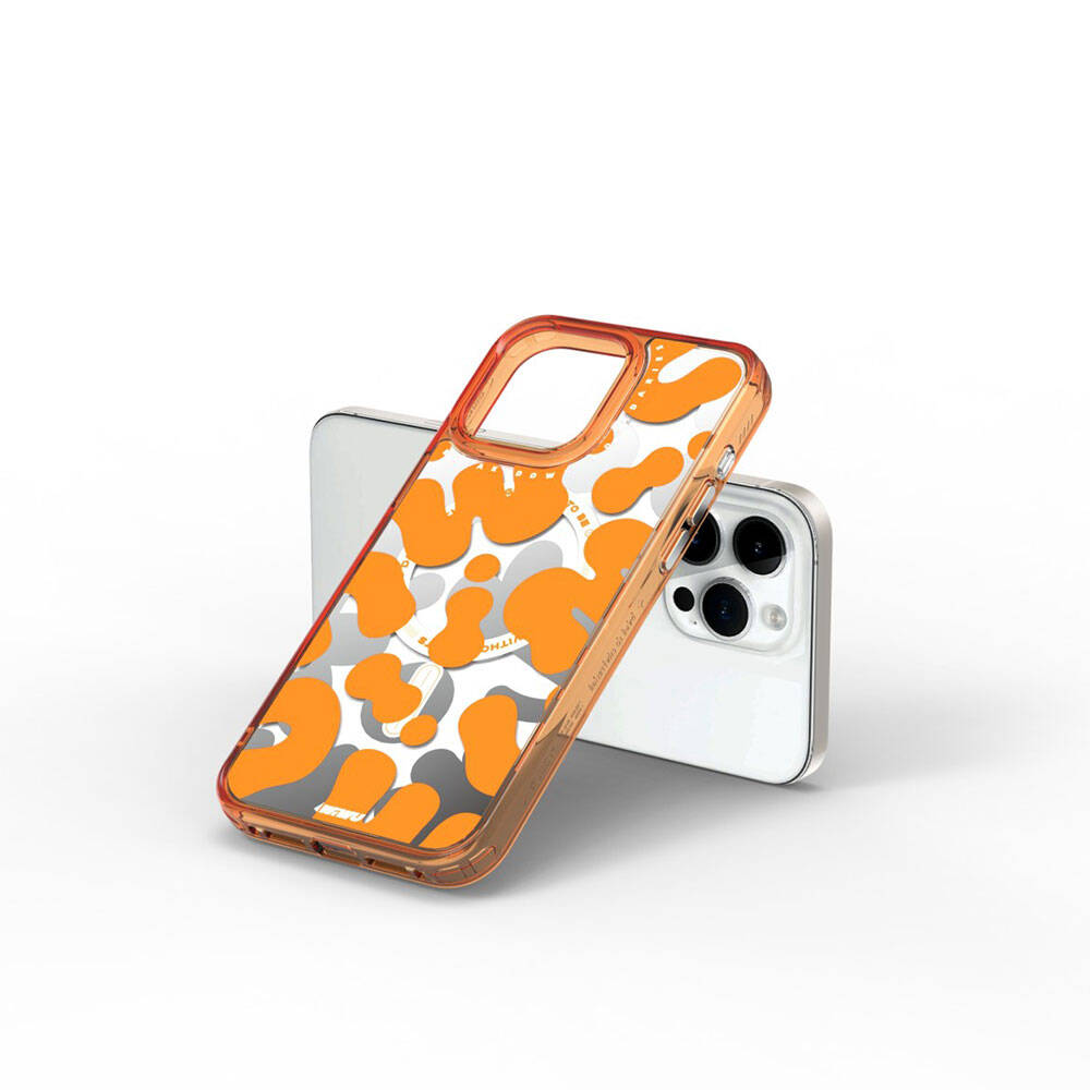 iPhone 15 Pro Max Kılıf Magsafe Şarj Özellikli Boya Desenli Wiwu Fluorescent G Serisi Kılıf Mor