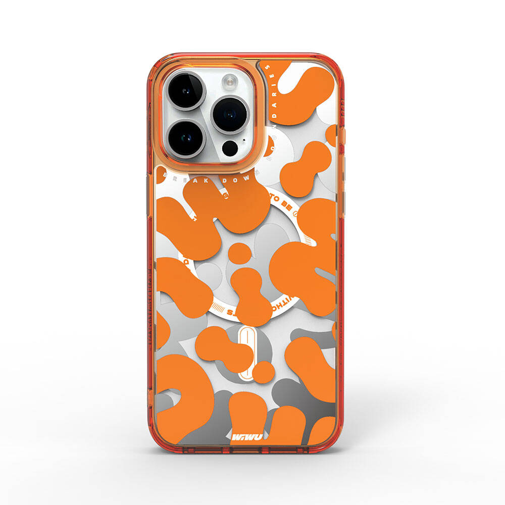 iPhone 15 Pro Max Kılıf Magsafe Şarj Özellikli Boya Desenli Wiwu Fluorescent G Serisi Kılıf Sarı