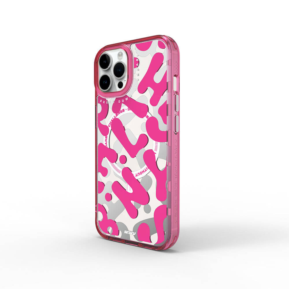 iPhone 15 Pro Max Kılıf Magsafe Şarj Özellikli Boya Desenli Wiwu Fluorescent G Serisi Kılıf Mor