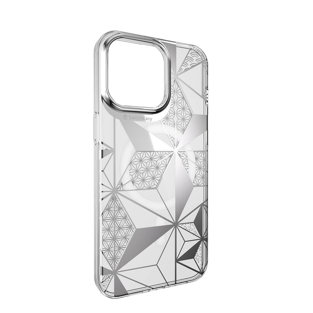 iPhone 15 Pro Max Kılıf Magsafe Şarj Özellikli Çift IMD Baskılı Lisanslı Switcheasy Artist-M Asanoha Kılıf Gri