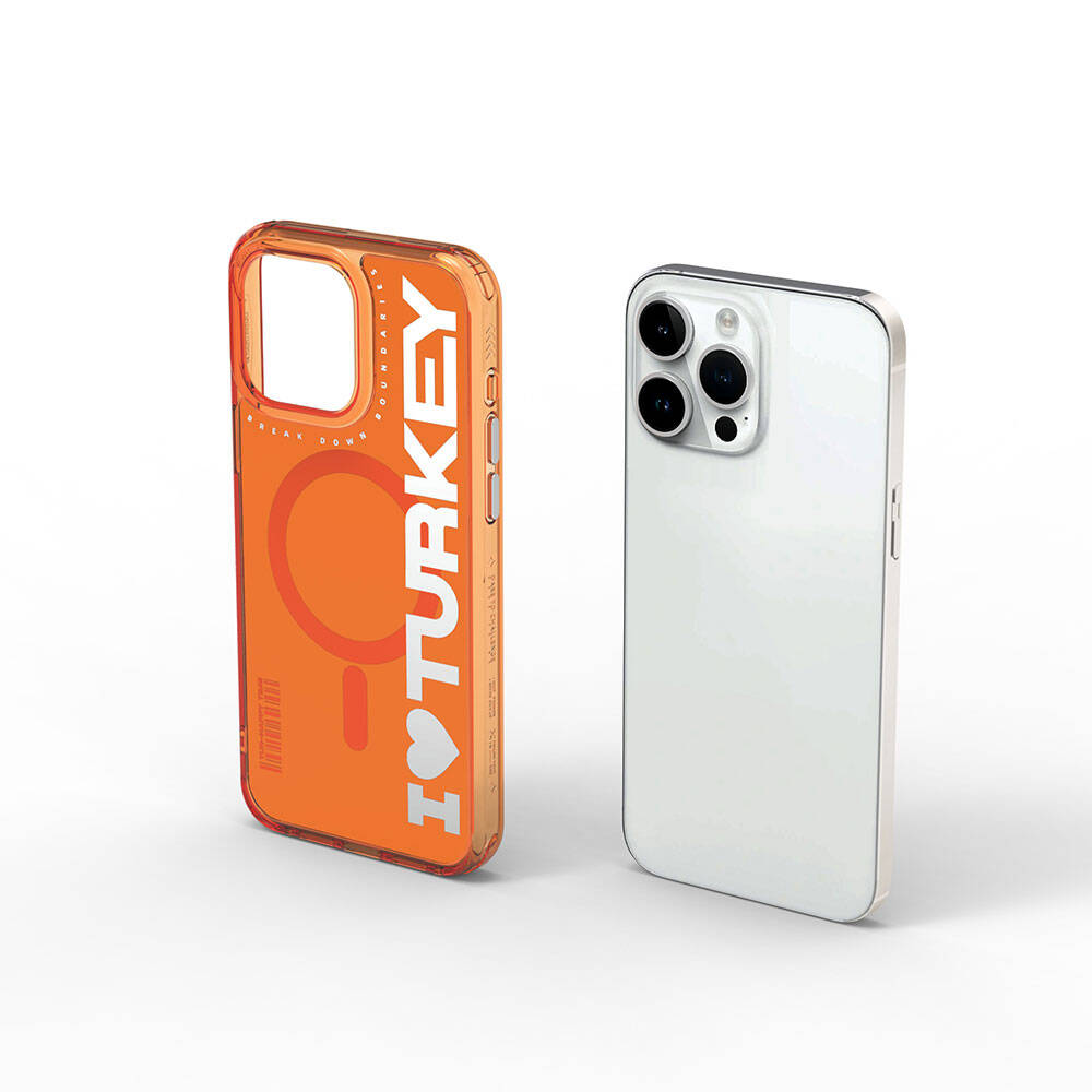 iPhone 15 Pro Max Kılıf Magsafe Şarj Özellikli I Love Turkey Yazı Desenli Wiwu Turkey E Serisi Kılıf Yeşil