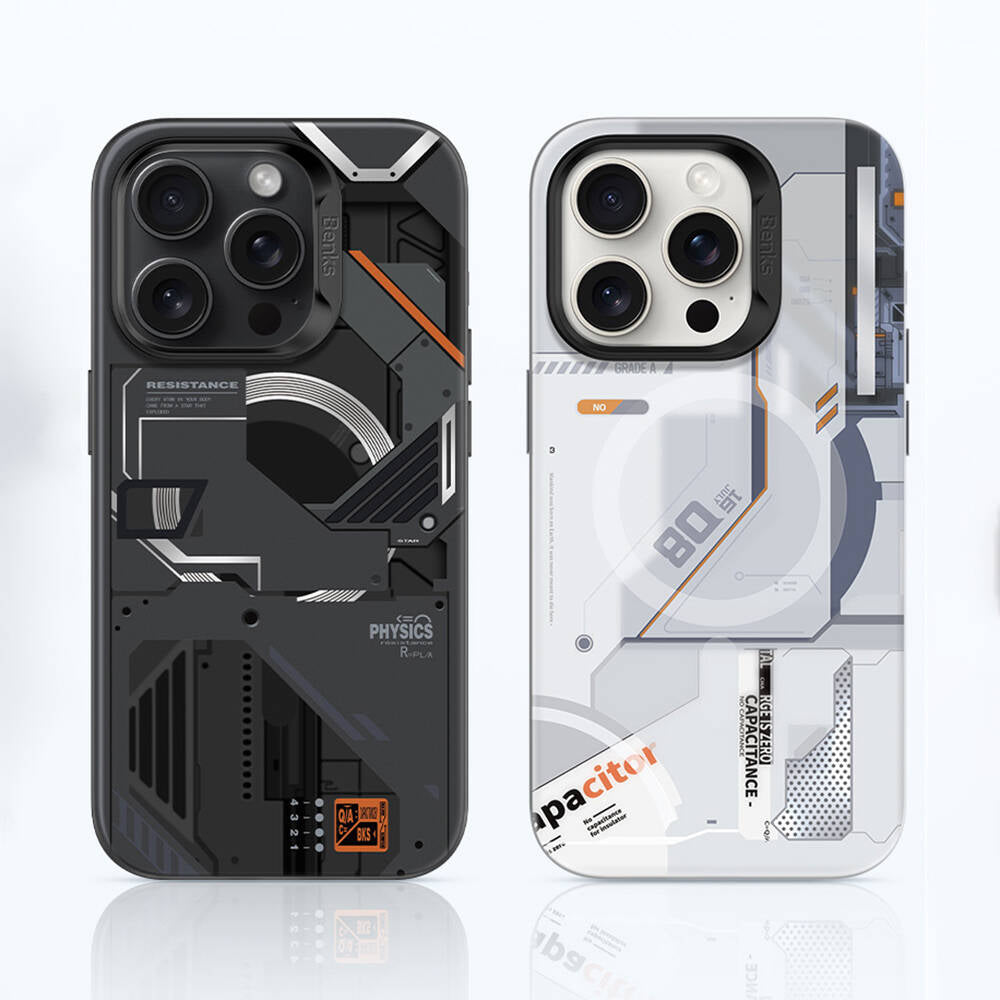 iPhone 15 Pro Max Kılıf MagSafe Şarj Özellikli Mekanik Tasarımlı Benks Perspective Serisi Kılıf Beyaz