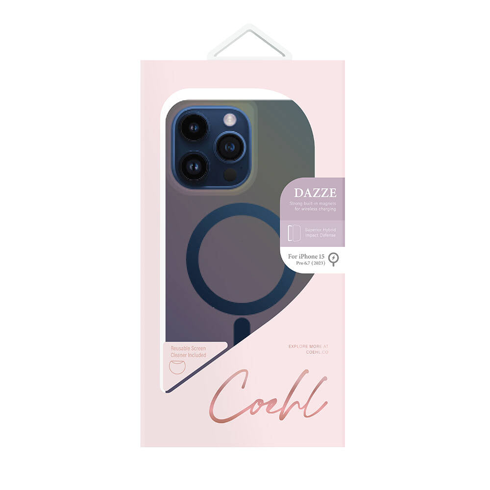 iPhone 15 Pro Max Kılıf Magsafe Şarj Özellikli Mistik Mor Renkli Coehl Dazze Kılıf Mavi