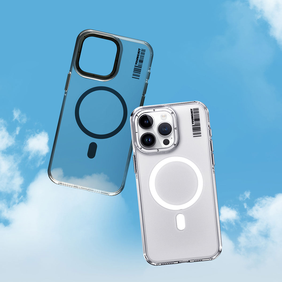 iPhone 15 Pro Max Kılıf Magsafe Şarj Özellikli Şeffaf Youngkit Crystal Shield Serisi Kılıf Siyah
