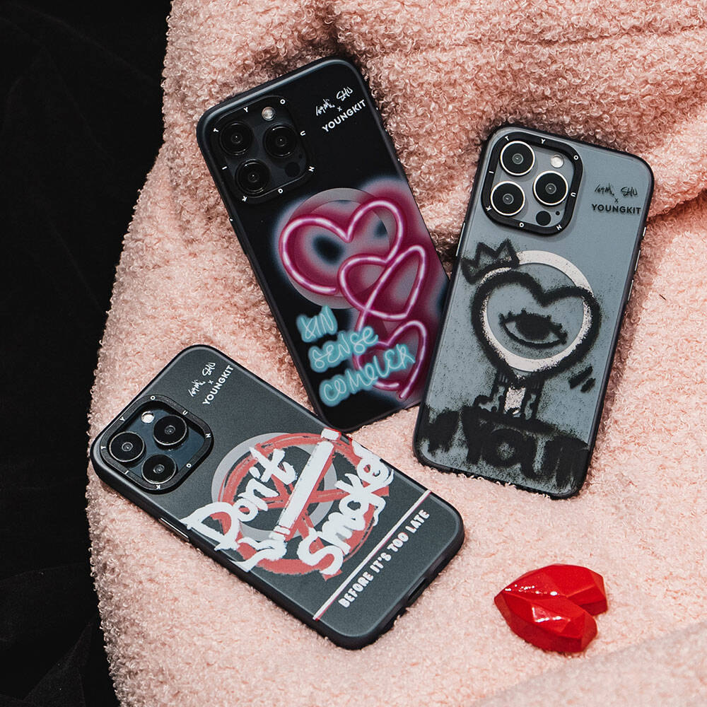 iPhone 15 Pro Max Kılıf Magsafe Şarj Özellikli Shu Tasarımlı Youngkit City Serisi Kılıf Siyah-Kırmızı