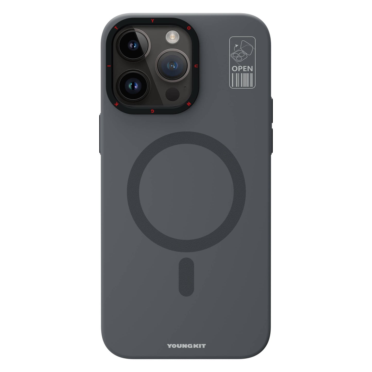 iPhone 15 Pro Max Kılıf Magsafe Şarj Özellikli Standlı YoungKit Hermit Bracket Serisi Kılıf Gri