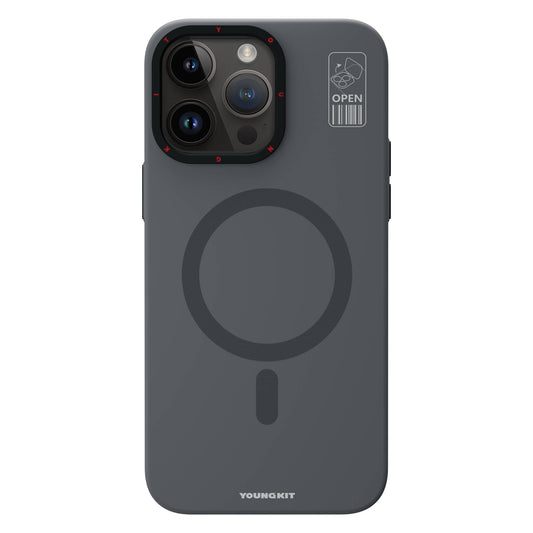 iPhone 15 Pro Max Kılıf Magsafe Şarj Özellikli Standlı YoungKit Hermit Bracket Serisi Kılıf Gri