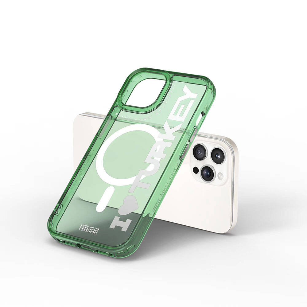 iPhone 15 Pro Max Kılıf Magsafe Şarj Özellikli Transparan Renk Geçişli Wiwu Turkey C Serisi Kılıf Turuncu