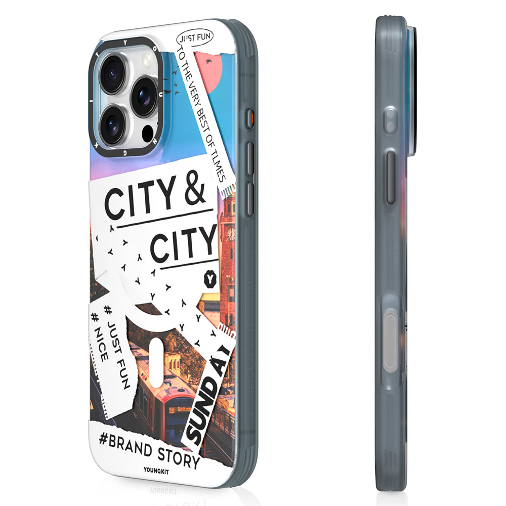 iPhone 15 Pro Max Kılıf Magsafe Şarj Özellikli Youngkit A-City Serisi Kılıf Beyaz