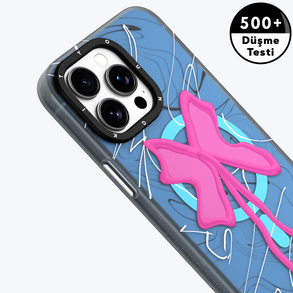 iPhone 15 Pro Max Kılıf Magsafe Şarj Özellikli Youngkit Anti-Trend Serisi Kılıf Mavi