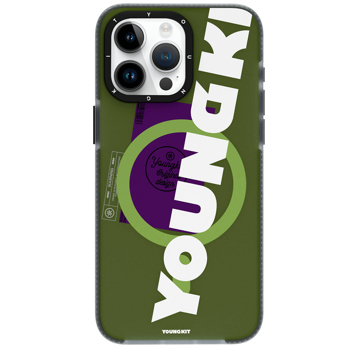 iPhone 15 Pro Max Kılıf Magsafe Şarj Özellikli Youngkit Binfen Serisi Yazı Temalı Kılıf Yeşil