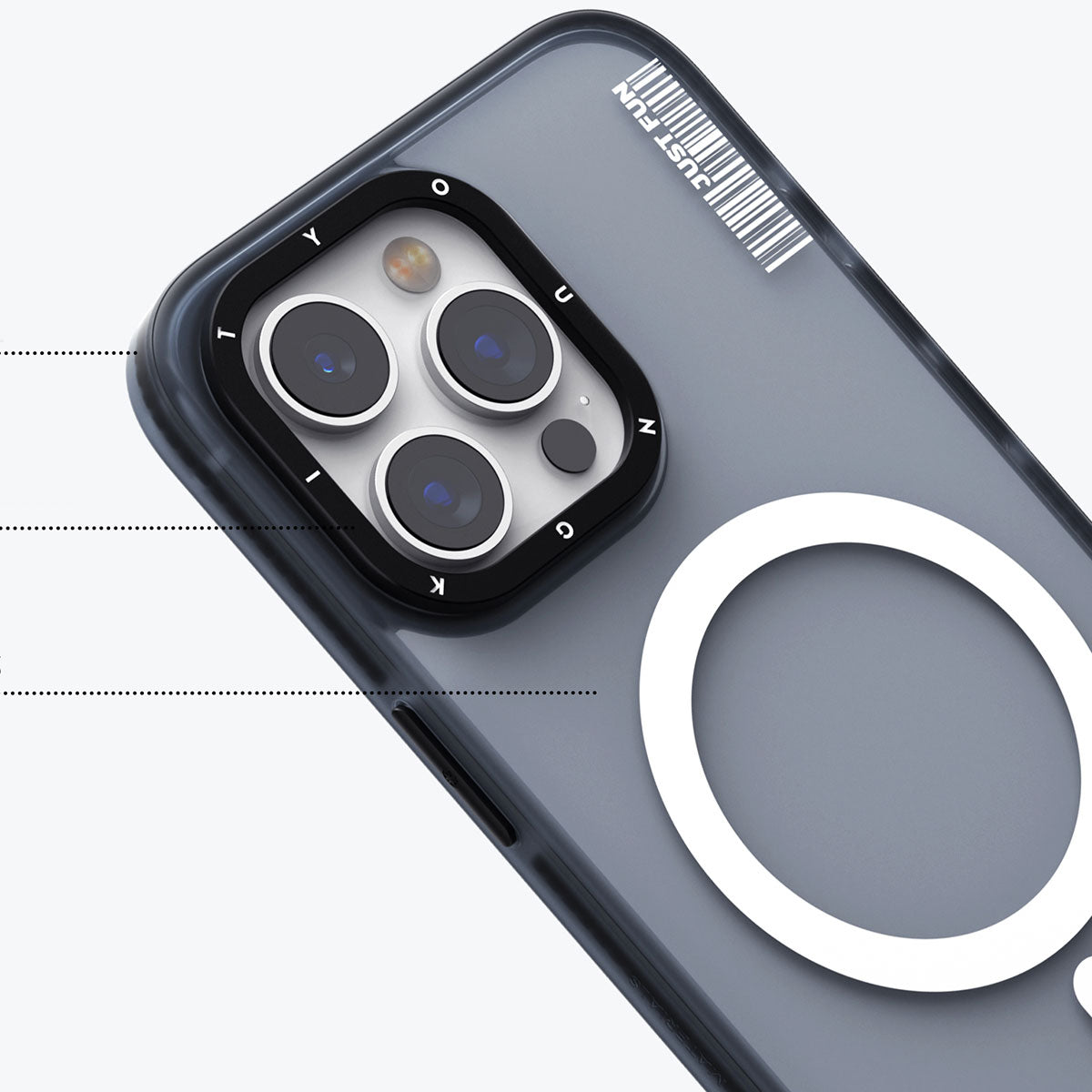 iPhone 15 Pro Max Kılıf Magsafe Şarj Özellikli Youngkit Colored Sand Serisi Kılıf Siyah