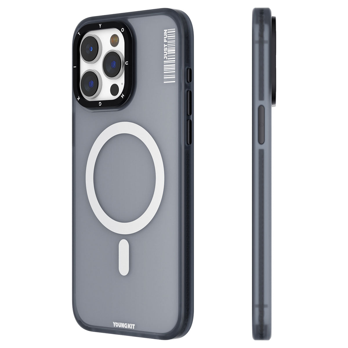 iPhone 15 Pro Max Kılıf Magsafe Şarj Özellikli Youngkit Colored Sand Serisi Kılıf Siyah