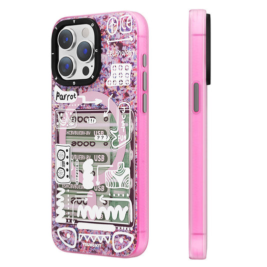 iPhone 15 Pro Max Kılıf Magsafe Şarj Özellikli Youngkit Dark Matter Serisi Kılıf Pembe