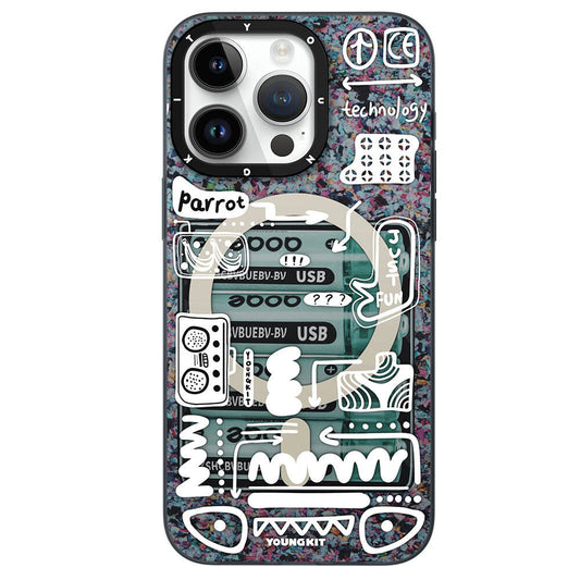 iPhone 15 Pro Max Kılıf Magsafe Şarj Özellikli Youngkit Dark Matter Serisi Kılıf Siyah