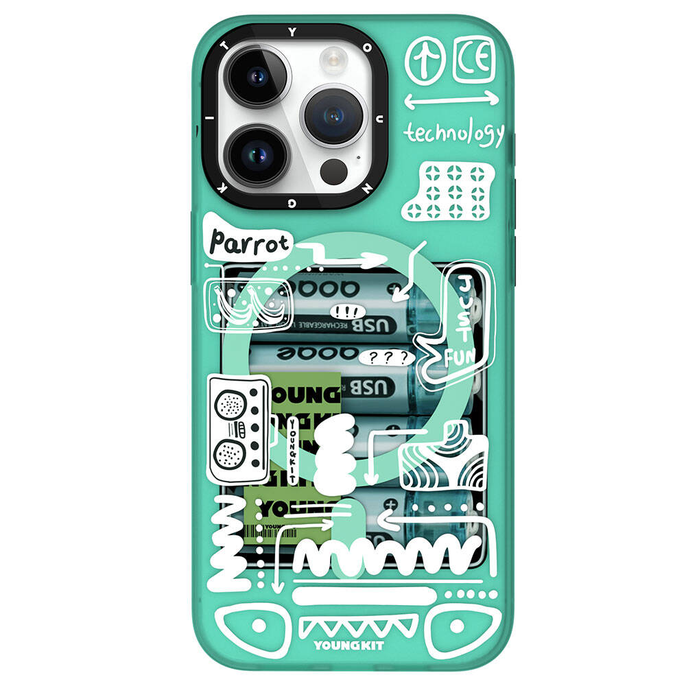 iPhone 15 Pro Max Kılıf Magsafe Şarj Özellikli Youngkit Dark Matter Serisi Kılıf Turkuaz