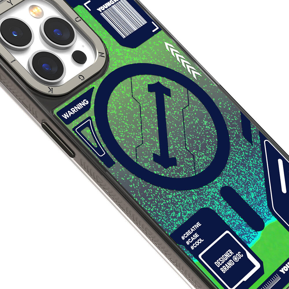 iPhone 15 Pro Max Kılıf Magsafe Şarj Özellikli YoungKit Galaxy Serisi Kılıf Turuncu