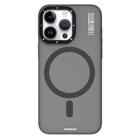 iPhone 15 Pro Max Kılıf Magsafe Şarj Özellikli Youngkit Hidden Sand Serisi Kılıf Gri