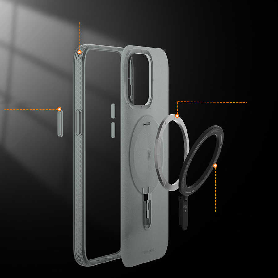 iPhone 15 Pro Max Kılıf Magsafe Şarj Özellikli Youngkit Rock Serisi Kılıf Beyaz
