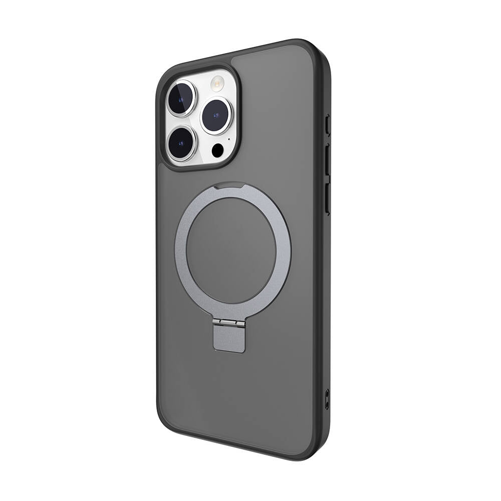 iPhone 15 Pro Max Kılıf Magsafe Şarj Özellikli Yüzük Standlı Lisanslı Switcheasy Magstand-M Kılıf Siyah