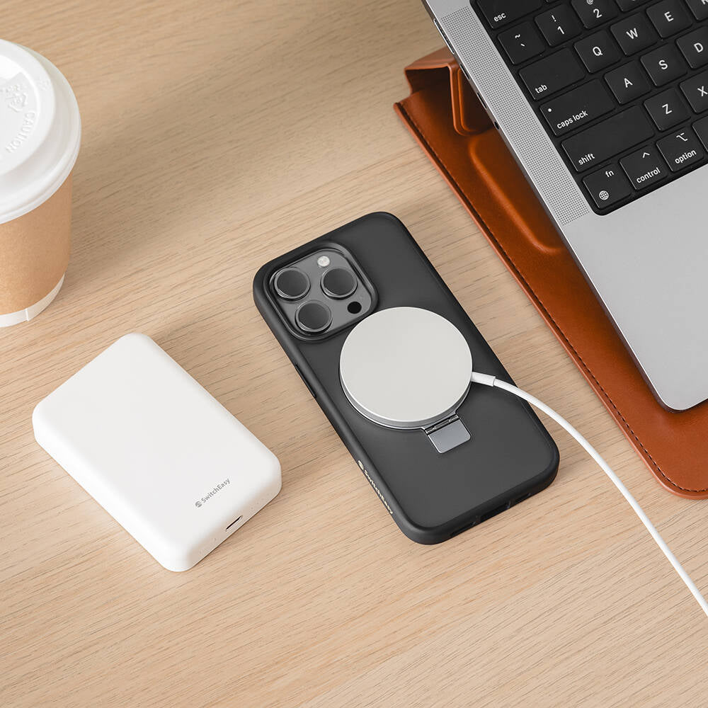 iPhone 15 Pro Max Kılıf Magsafe Şarj Özellikli Yüzük Standlı Lisanslı Switcheasy Magstand-M Kılıf Siyah