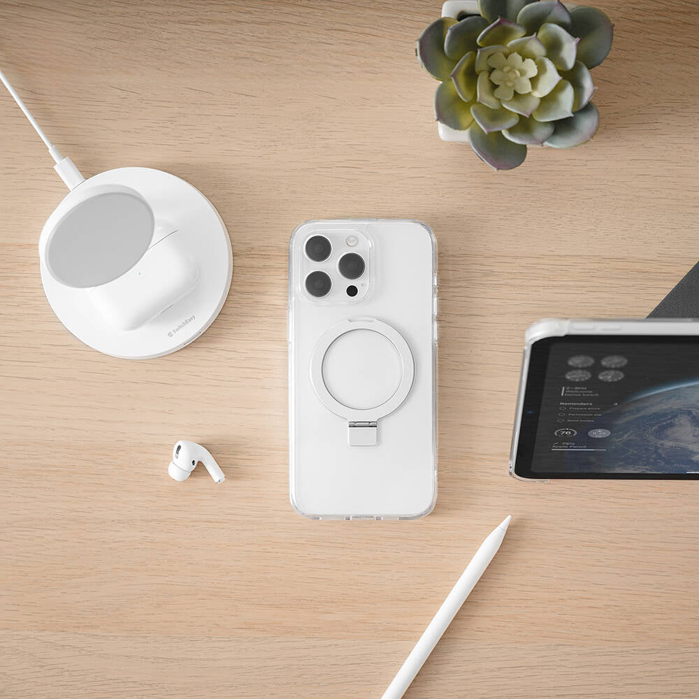 iPhone 15 Pro Max Kılıf Magsafe Şarj Özellikli Yüzük Standlı Lisanslı Switcheasy Magstand-M Kılıf Siyah