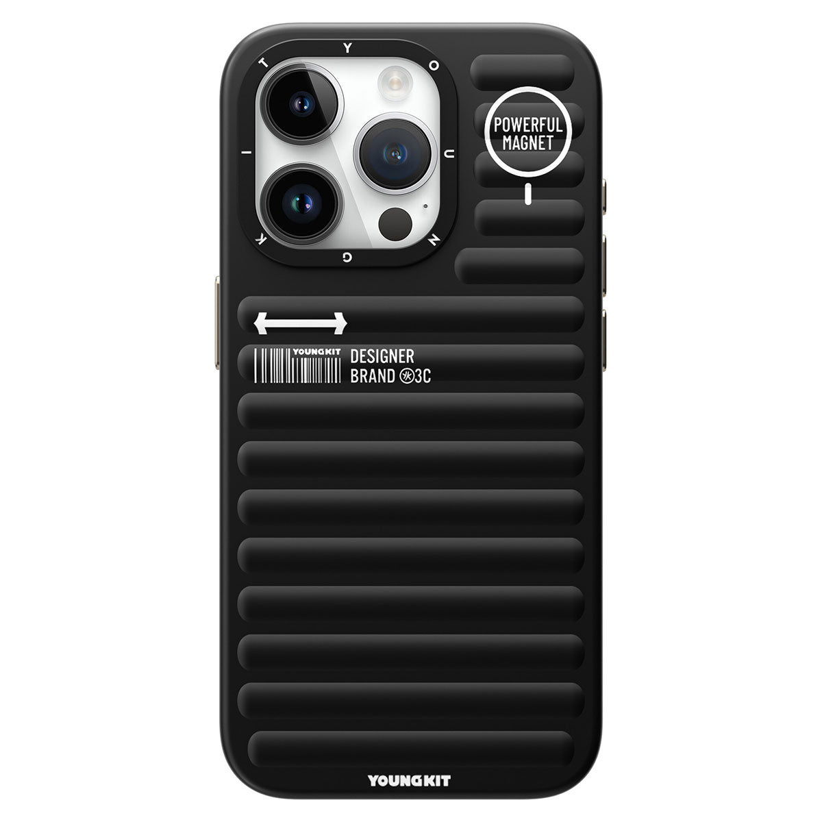 iPhone 15 Pro Max Kılıf Mat Renkli Tasarım YoungKit Original Serisi Kılıf Siyah