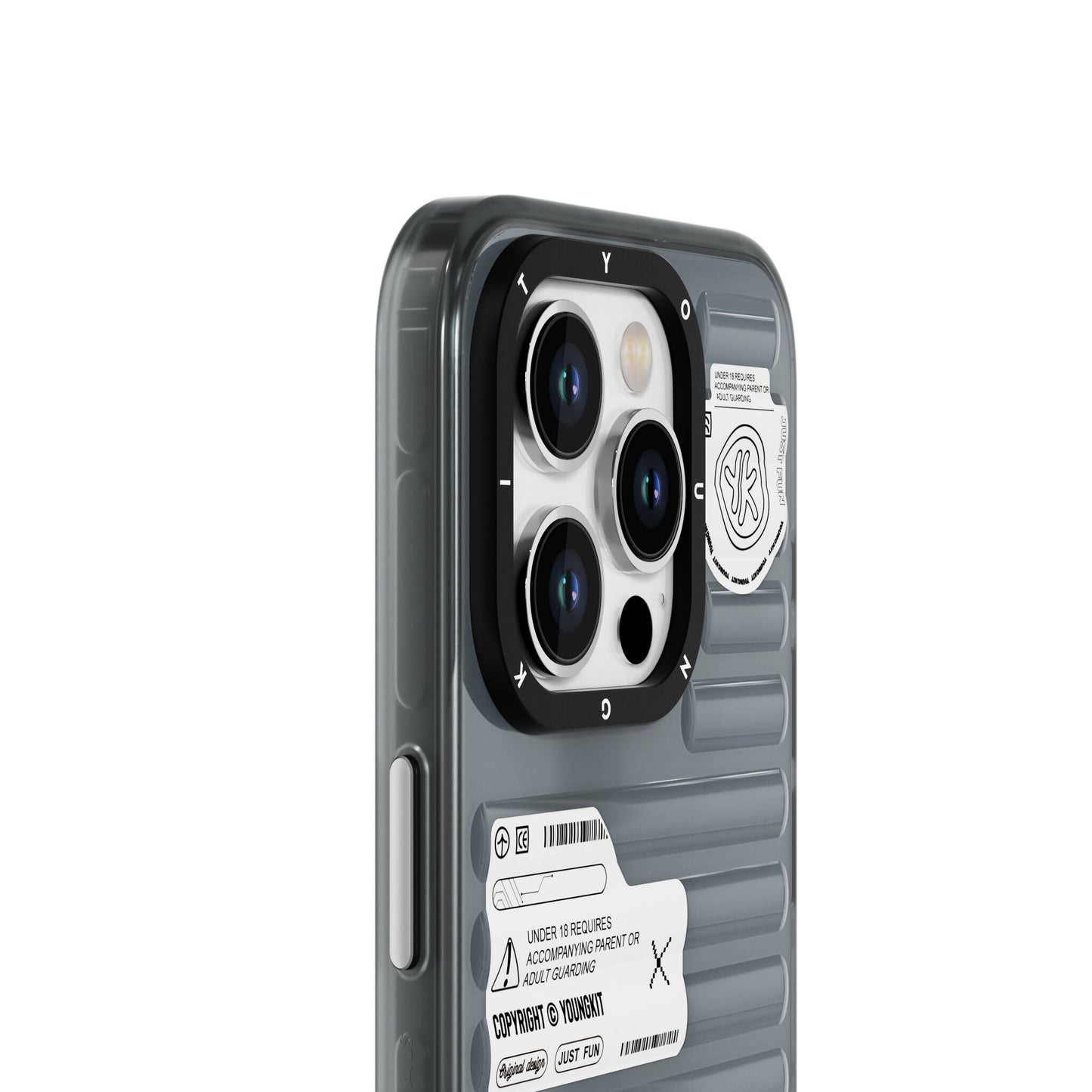 iPhone 15 Pro Max Kılıf Şeffaf Renkli Tasarım YoungKit Fluorite Serisi Kılıf Siyah