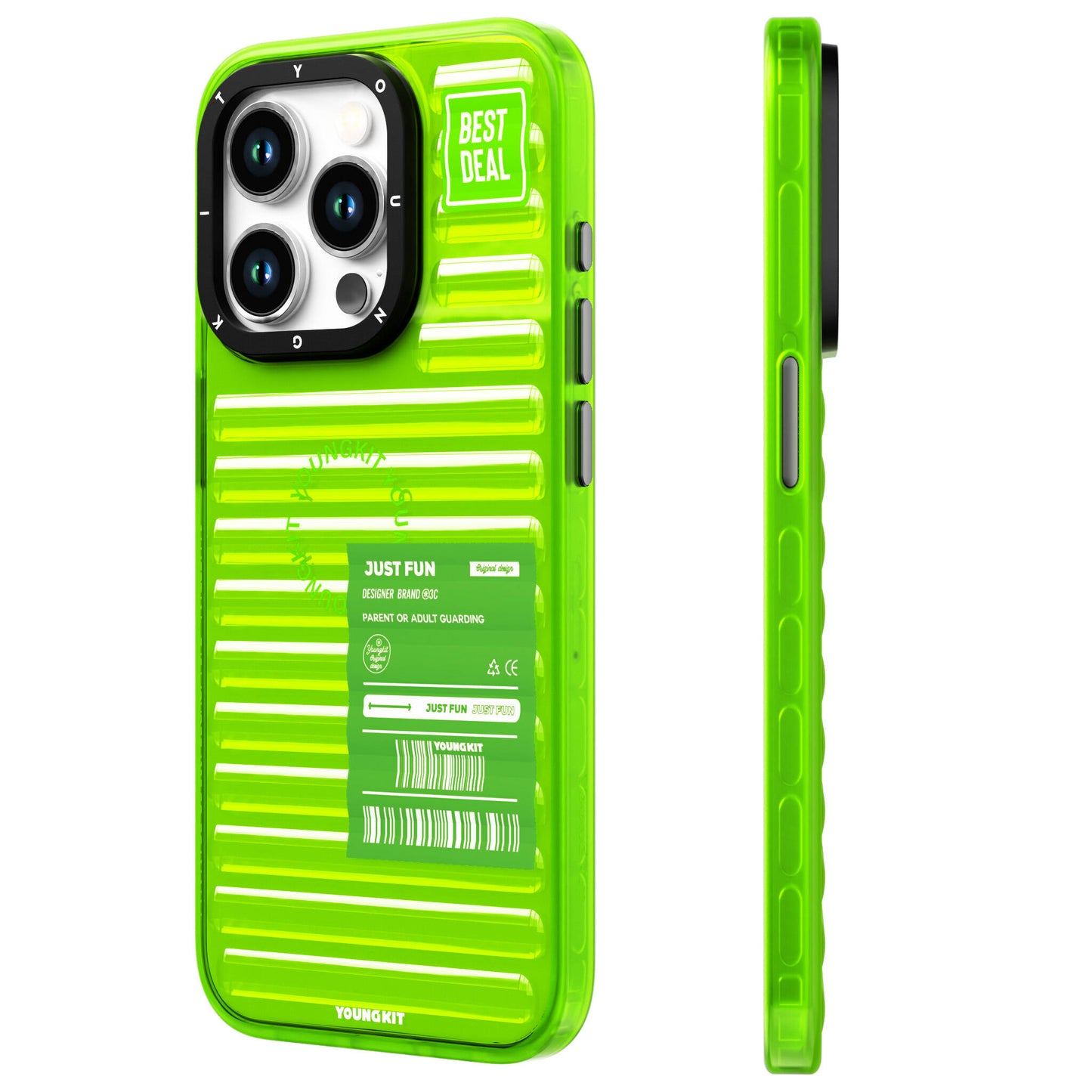 iPhone 15 Pro Max Kılıf Şeffaf Renkli Tasarım YoungKit Fluorite Serisi Kılıf Yeşil